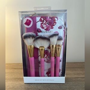 Isaac Mizrahi Pink and Gold Makeup Brush Set
